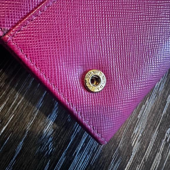Prada Saffiano Leather Wallet in Peonia Raspberry - Picture 9 of 13